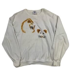 90s African Lion and Cub Pullover Safari Sweatshirt